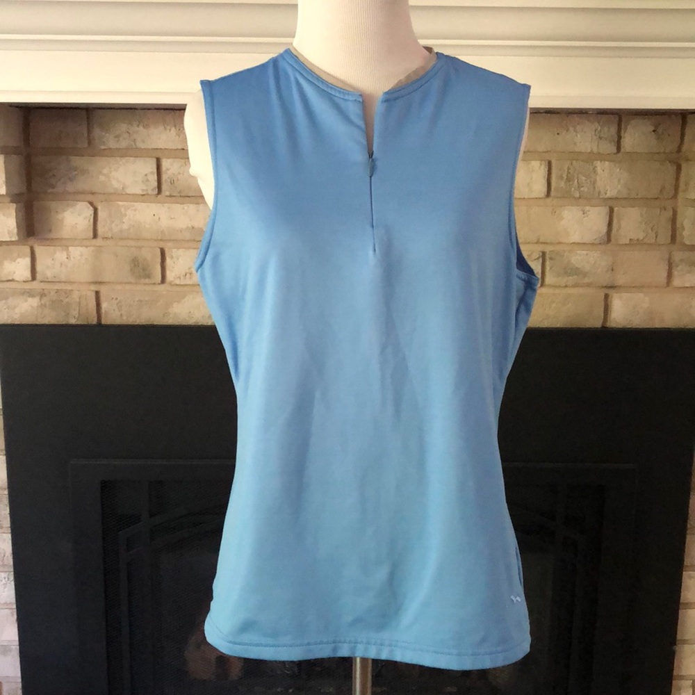 L.L. Bean Blue Sleeveless Zip Neck Tank size Medium